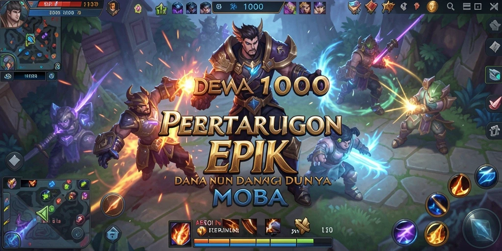 Tangkapan layar gameplay seru DEWA1000 yang menggambarkan aksi pertarungan.