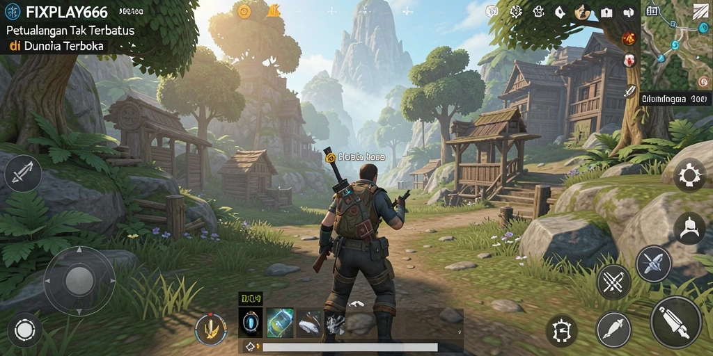 Screenshot FIXPLAY666 menampilkan petualangan epik di dunia terbuka.