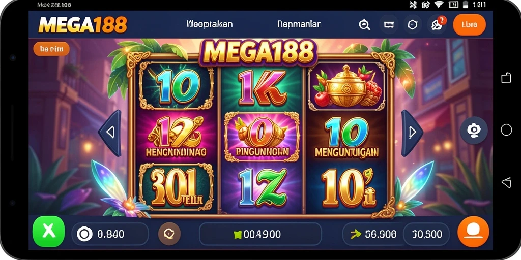 Tampilan gameplay MEGA188 dengan grafik slot yang menarik.