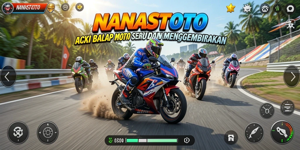 Tampilan gameplay NANASTOTO yang mendebarkan dan penuh aksi balap.