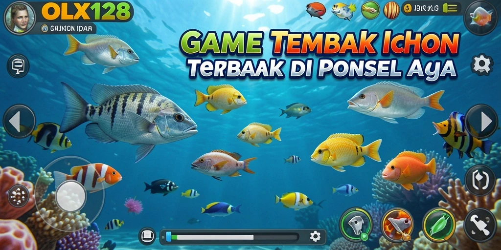 Gameplay seru OLX128 saat menembak ikan di bawah laut.