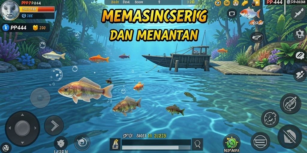 Screenshot PP444 menampilkan aksi menangkap ikan yang seru dan mendebarkan.