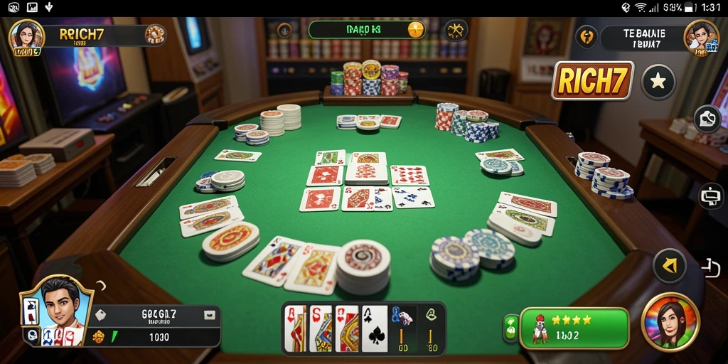 Screenshot gameplay RICH7 menampilkan serunya permainan Gaple.