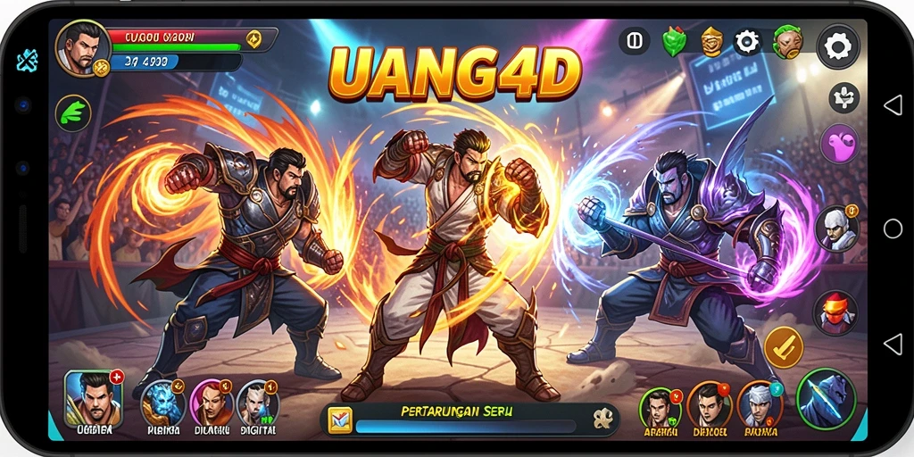 Tampilkan gameplay pertarungan yang mendebarkan dalam UANG4D.